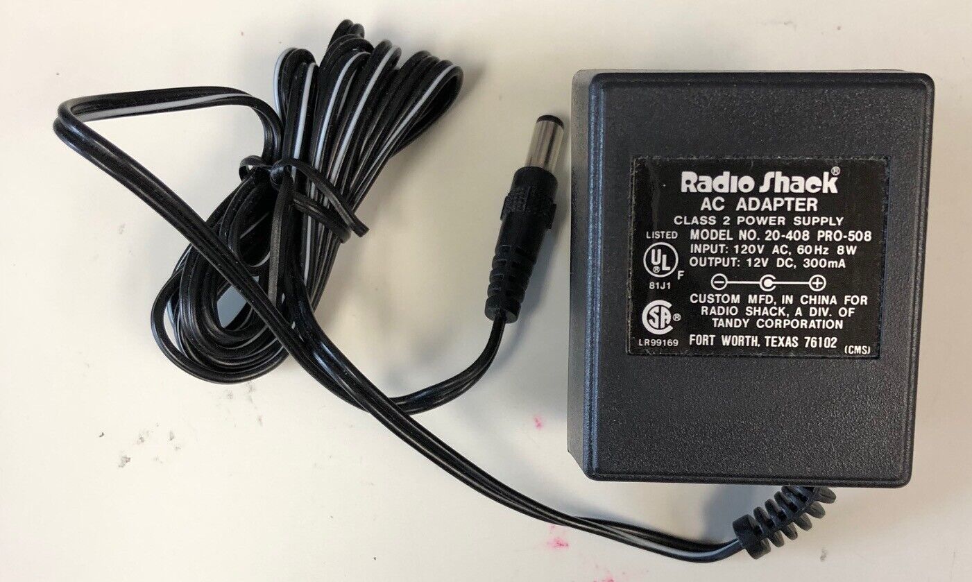 *Brand NEW* RadioShack Model 20-408 PRO-508 Output 12V 300mA 20 Channel Cord AC Adaptor